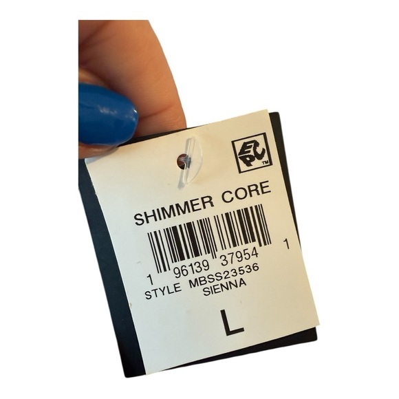 Bar III Shimmer Core Sparkly Brown Hip Slash Cutout High-Waisted Bikini Bottoms - Picture 5 of 15